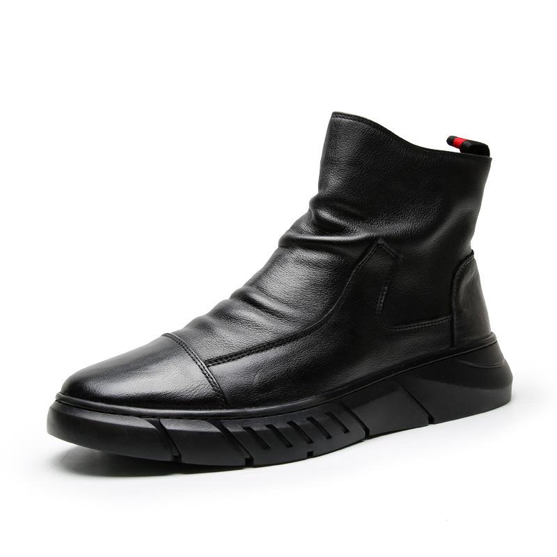 

2025 прямая поставка новая осенне-зимняя кожаная обувь британские ботинки на высокой платформе с молнией модная мужская обувь короткие ботинки 44