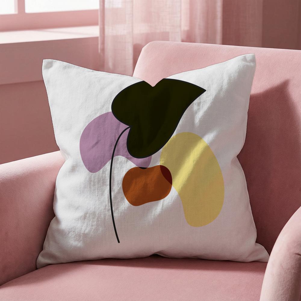 Abstract Simple Geometric Leaf Cushion Cover Multi-Scene Pillow Cover for Home & Car - Reversible, Soft & Durable for Daily Use