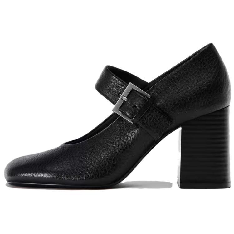 Zara Simple Versatile Chunky Heeled Shoes 8cm Women Heels Black 11229410