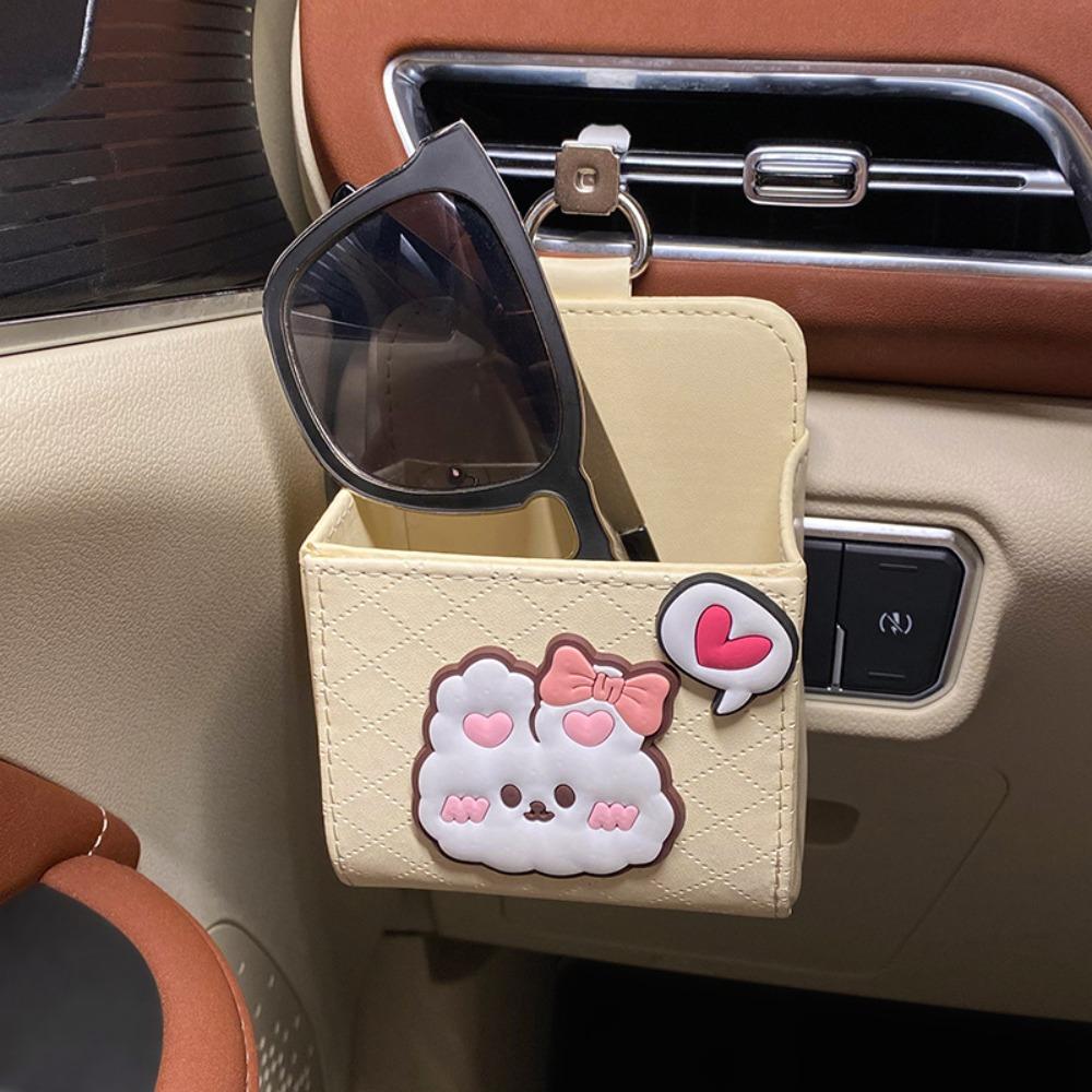 Storage Bag Cartoon Car Storage Box PU Leather Car Mobile Phone Storage Box Car Accessories