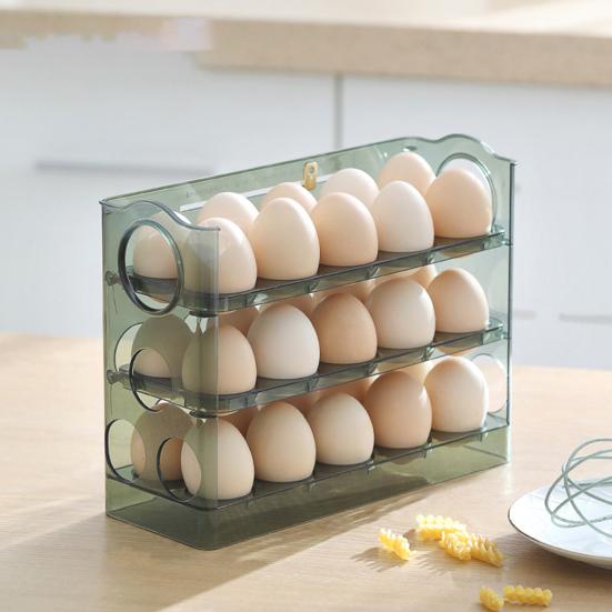 Dreistufiger Eierorganizer für den Kühlschrank Eieraufbewahrungsbox mit Datumsanzeige Eierregal für 30 Eier oder 18 Eier für den Kühlschrank
