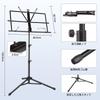 New Bee Folding Music Stand, Adjustable Height (70-135cm), with Storage Bag, Black MS21