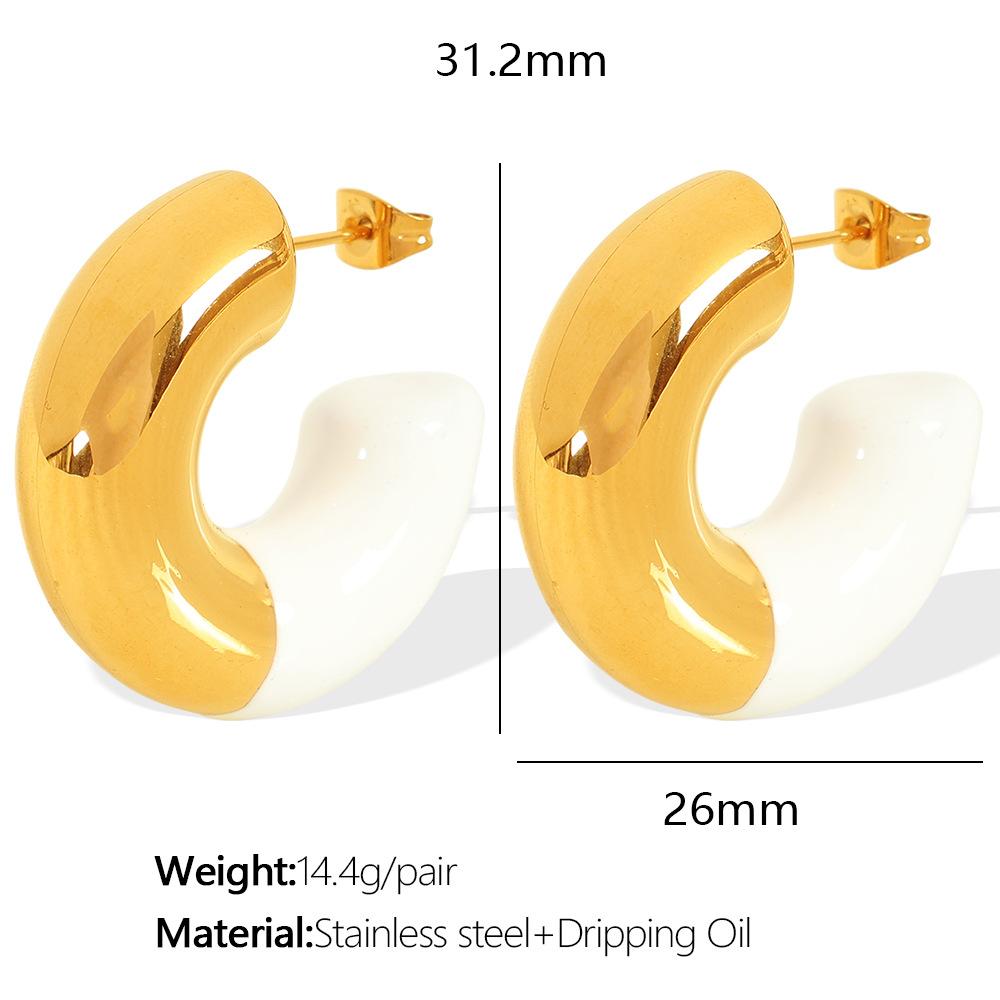 European and American Internet celebrities ins personality ring C type trend simple Epoxy earrings