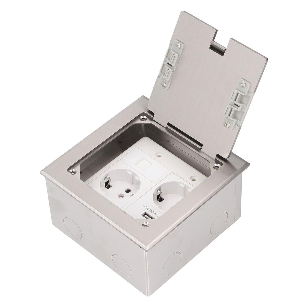 Recessed Floor Outlet 2500W 16A 2 Sockets 1 USB 1 Computer Port Embedded Floor Power Outlet