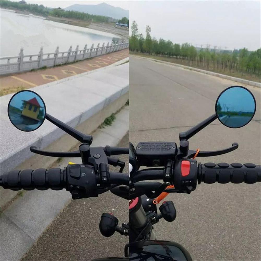 2X 81.5Mm Motorcycle Rear View Mirror Side Mirror Anti-Glare Blue Cnc Aluminum