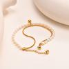 Double Layer Stacked Bracelet Stainless Steel Gypsophila Chain Imitation Pearl Ball Bracelets For Women Gold Color Jewelry