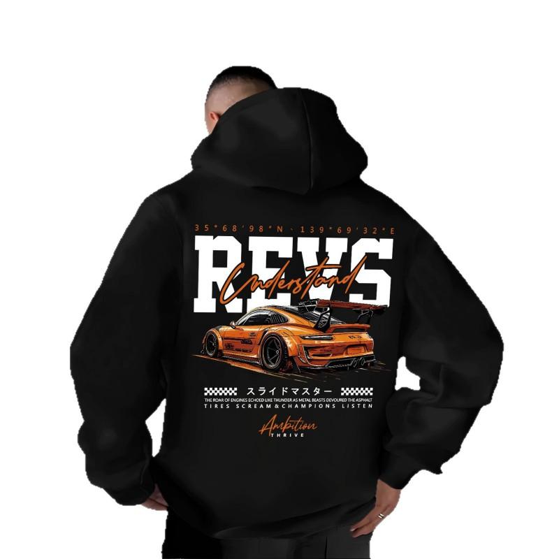 Kalın Tokyo Yarış Grafikli Kapüşonlu Oversize Sweatshirt Unisex Bol Kesim Kışlık Günlük Giyim