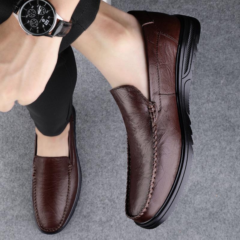 Men's Shoes 2025 Summer New Men's Waterproof and Non-slip Soft Sole Simple Wind One Pedal Comfortable Low-top Casual Leather Shoes