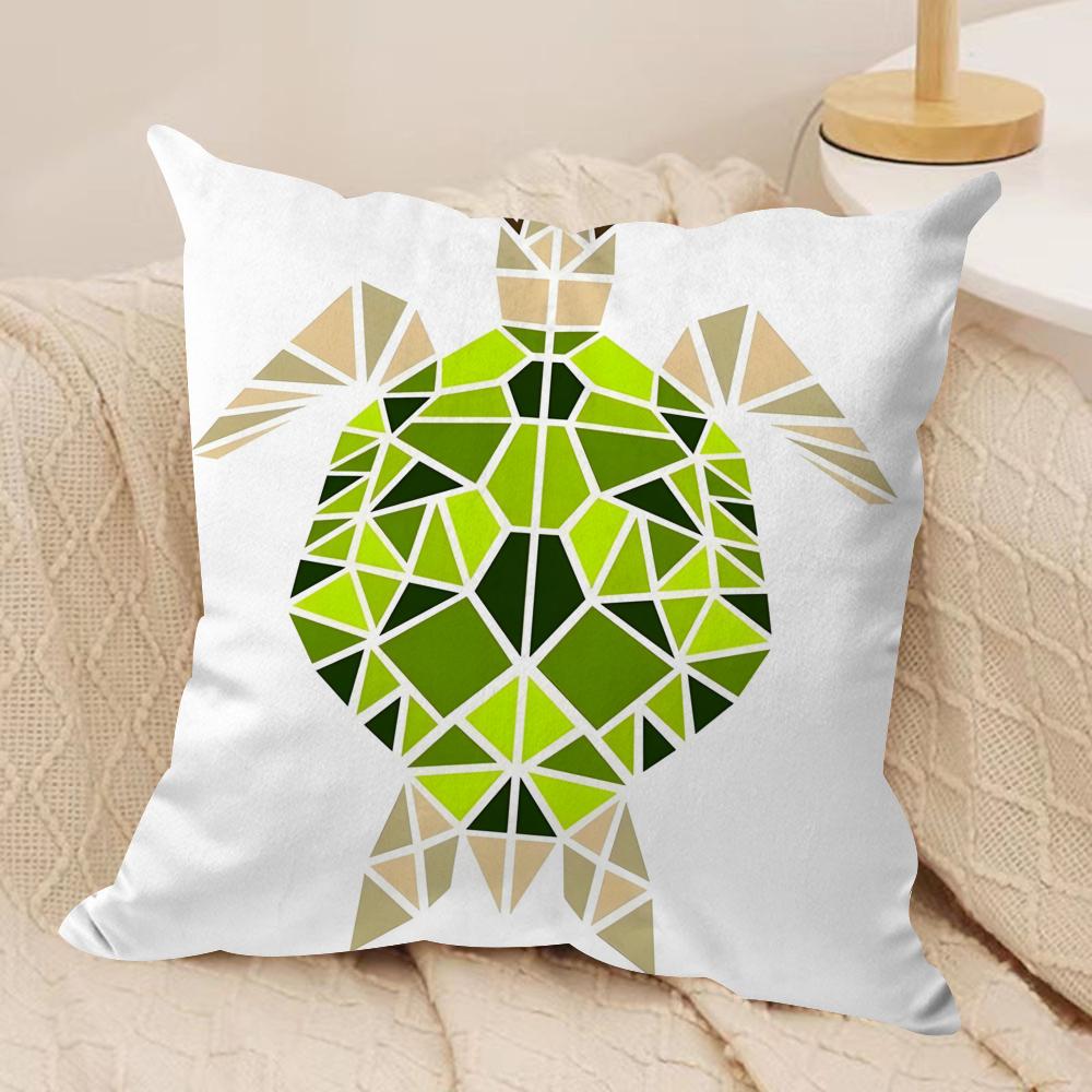 Geometric Animal Pattern Cushion Cover Soft Plush Fabric Double-Sided Printed Sofa Cushion Cover For All Seasons Home Decor Gift