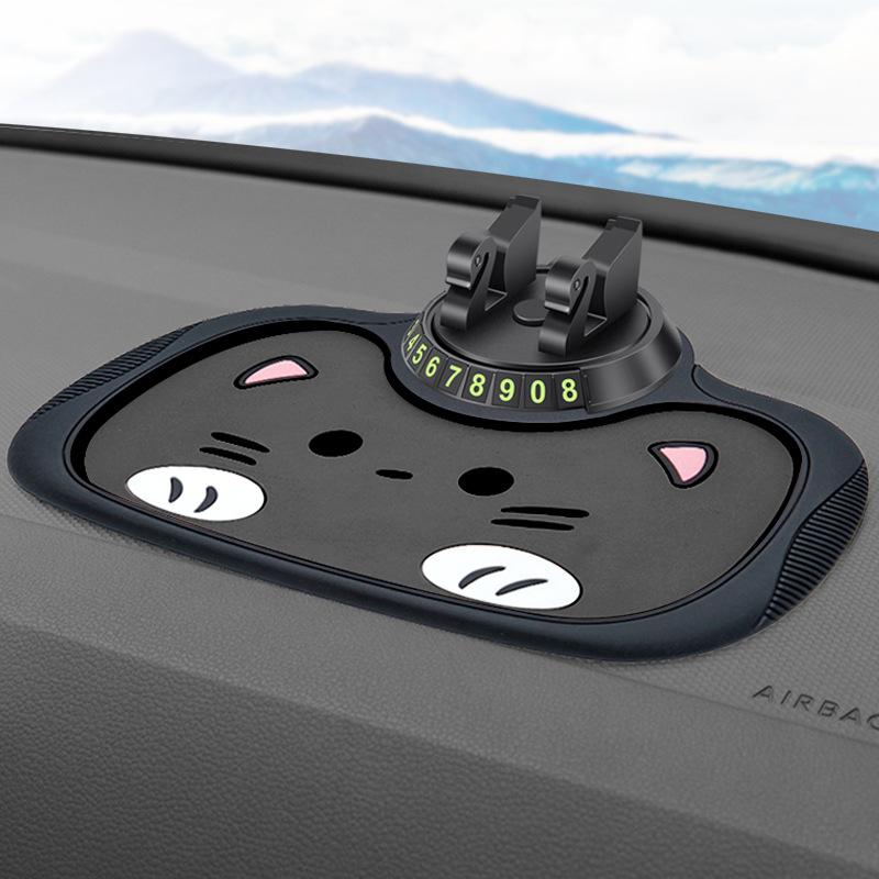 Hidden Number Plate Car Anti-Slip Silicone Dashboard Non Slide Storage Pad Rotatable Phone Mount Bracket Phone Navigation Holder