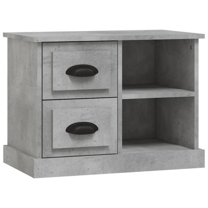 Table de chevet - Maison Exclusive - Gris béton - 60 x 35,5 x 45 cm - 2 tiroirs