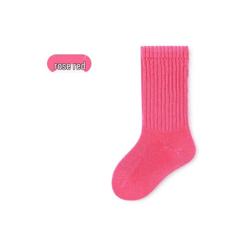 Children's Mid-Calf Cotton Socks for Boys and Girls - Spring/Autumn Style, Loose-Top Princess Design, Infant & Student Sports Socks.