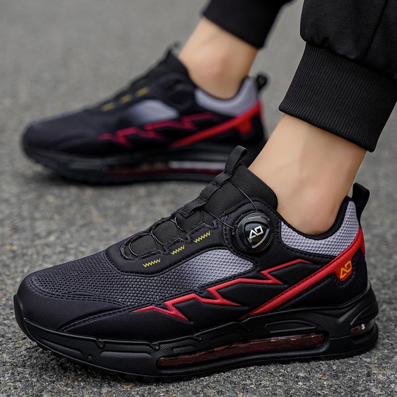 New Men's Breathable Mesh Sports Shoes Autumn Outdoor Leisure Running Hiking Shoes Convenient Button Rotating Design