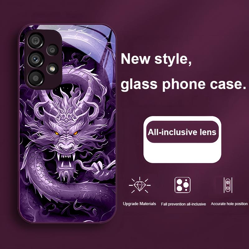 

Китайський Дракон Фіолетовий Для Samsung Galaxy S24 Plus S20 21 FE S23 Ultra S8 9 A70 72 73 50 51 52 53 Загартоване Скло Чохол для Телефона Samsung S23 Ultra
