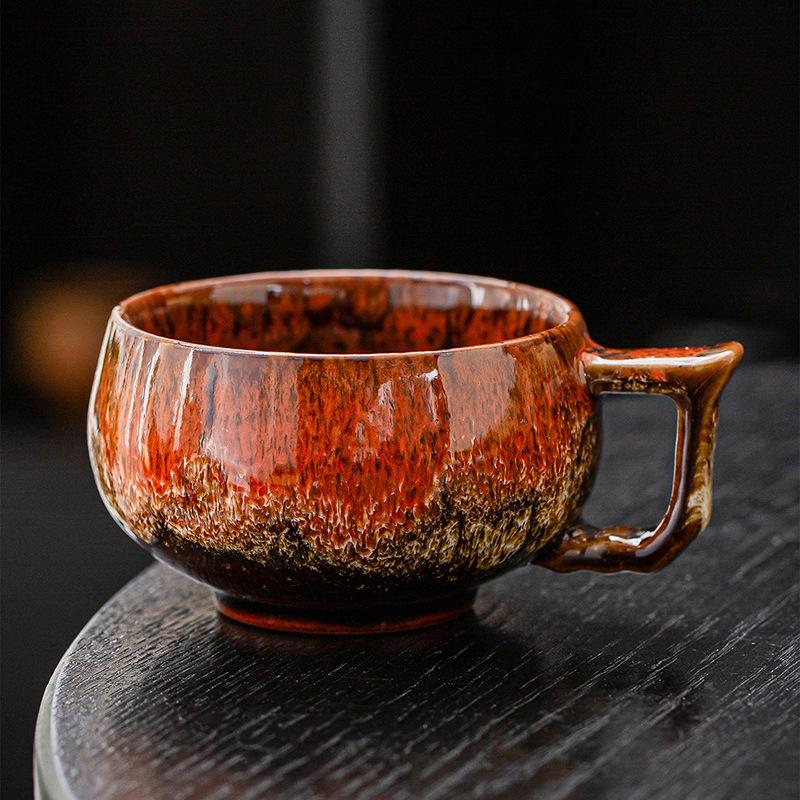 

2PCS Handmade Ceramic Coffee Mug Kiln Fired Glaze Unique Modern Tea Cup for Office Home Decor Gift 2PCS 175ML оранжевый
