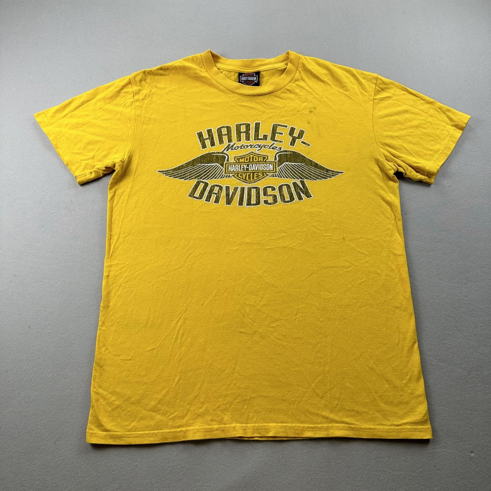 Harley Davidson T-Shirt Mens Medium Yellow Motorcycle Skull Vacaville California M