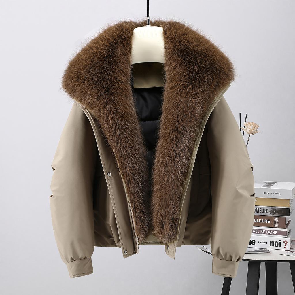 Russian big fur collar pie overcomes winter new women's cotton clothes winter cotton thickened warm loose cotton coat