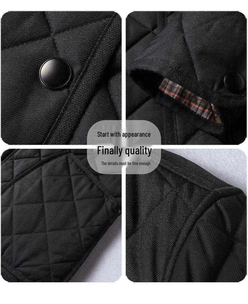 Men's Plus Size Quilted Diamond Pattern Cotton Jacket, Autumn/Winter 2025