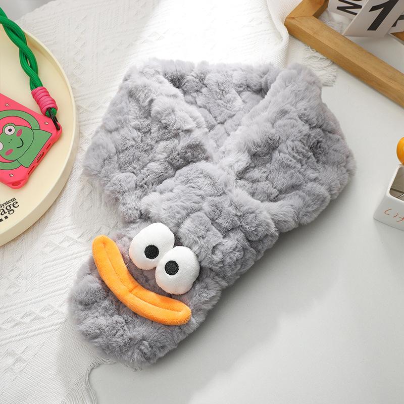 Autumn and winter parent-child warm neck protection scarf funny sausage mouth embossed scarf plush cold-proof personality versatile scarf