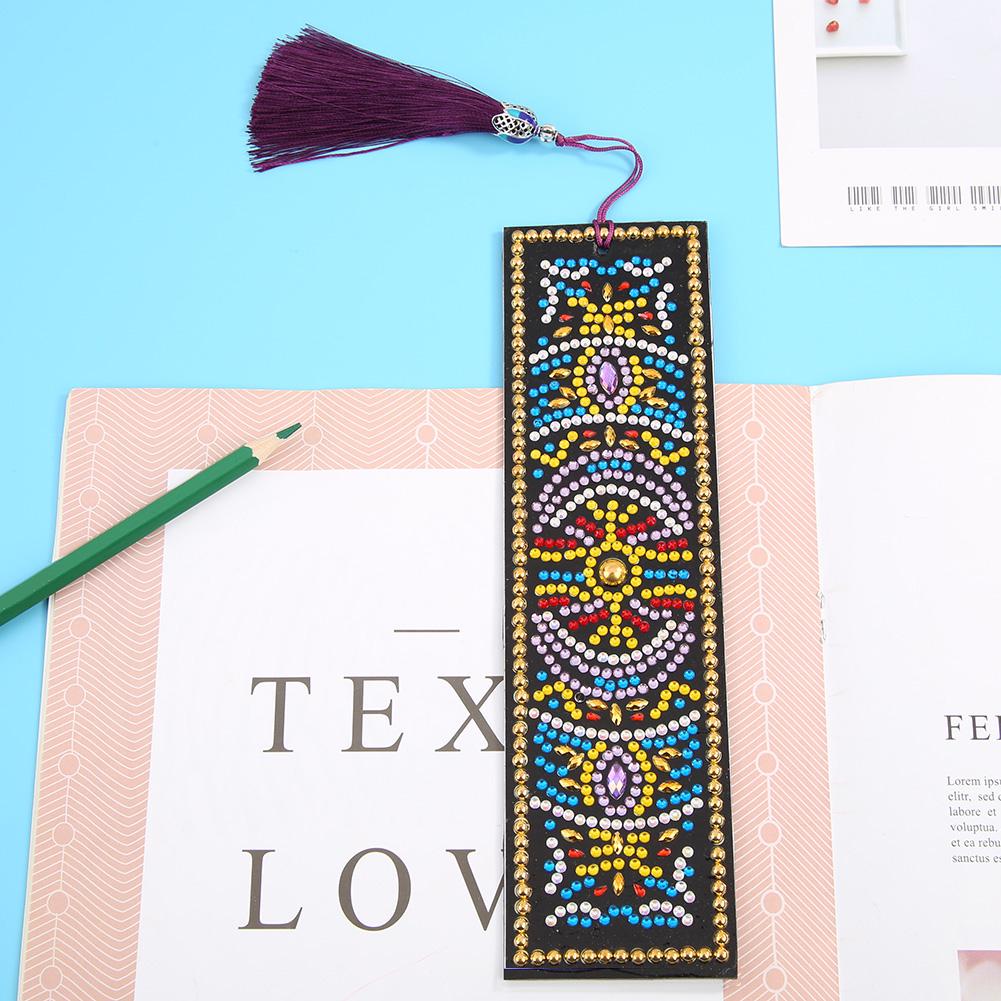 Custom Mandala Mosaic PU Leather DIY Diamond Painting Bookmark R-M038-059/AA129-153