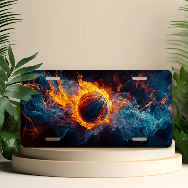 pc D Flat Posters License Plate FrameDecorative Basketball Pattern Front License Plate CoverSuitable for Both Men And Women 15x30cm(5.9x7.8inch)