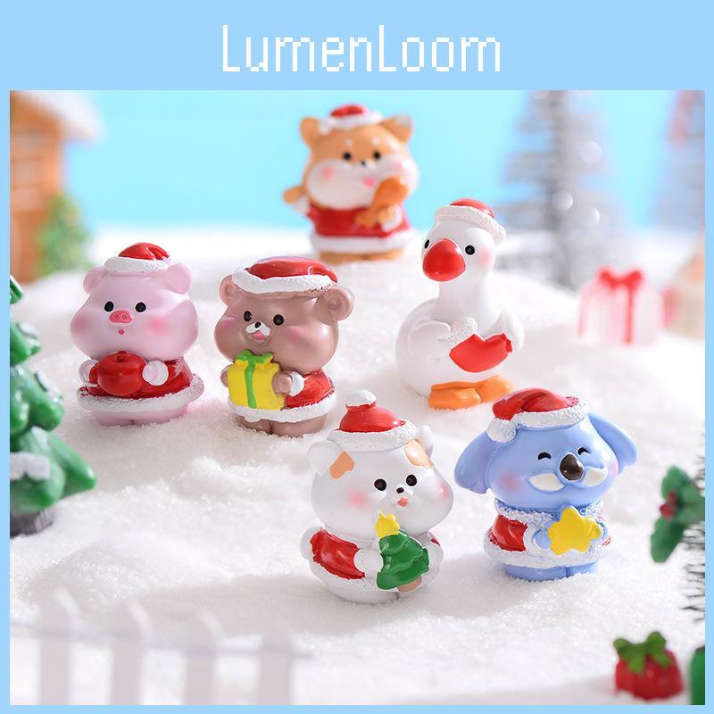 Adorable Resin Christmas Animal Miniatures With Snowy Landscape Diy Ornaments