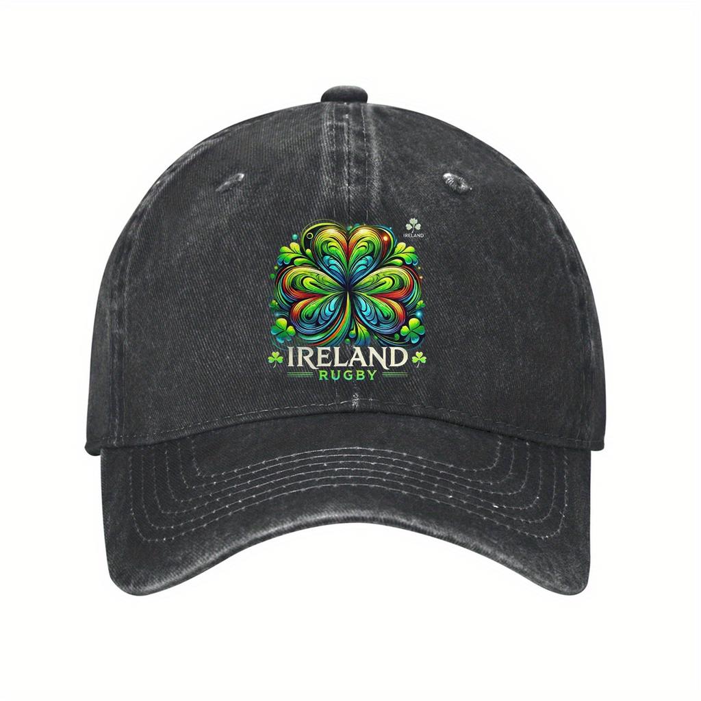 Ireland Rugby Shamrock Baseball Cap Washed Cotton Adjustable Casual Sun Protection Outdoor Sport Cap