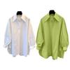 Long Sleeve Womens Shirt Loose Fit Blouse Cotton Solid Color Pointed Lapel Collar Spring Autumn Top for Work Travel Parties