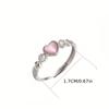 A Pink Heart Synthetic Zirconia Open Ring | Elegant and Lightly Luxurious, Cute and Hypoallergenic, High Quality, Women'S Party Jewelry