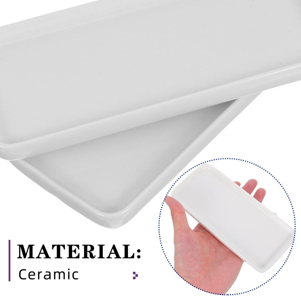 1Pcs Elegant Ceramic Jewelry Dish Tray Long Rectangular Storage Organizer for Rings Perfume Cosmetics Home Bar Hotel Bathroom