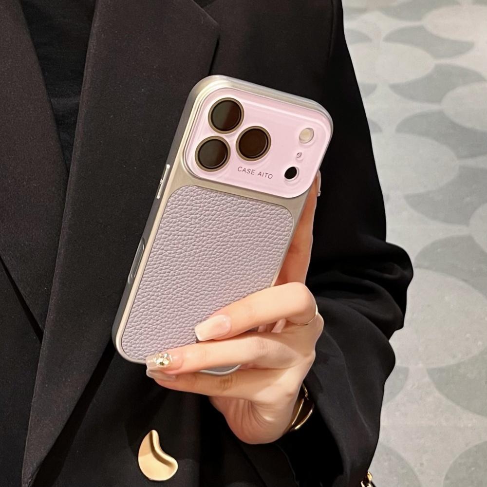 Lichee Pattern PU Leather Phone Case For For Iphone 17 16 1 14 Pro Max Hard PC Camera Large Window 17promax Cover