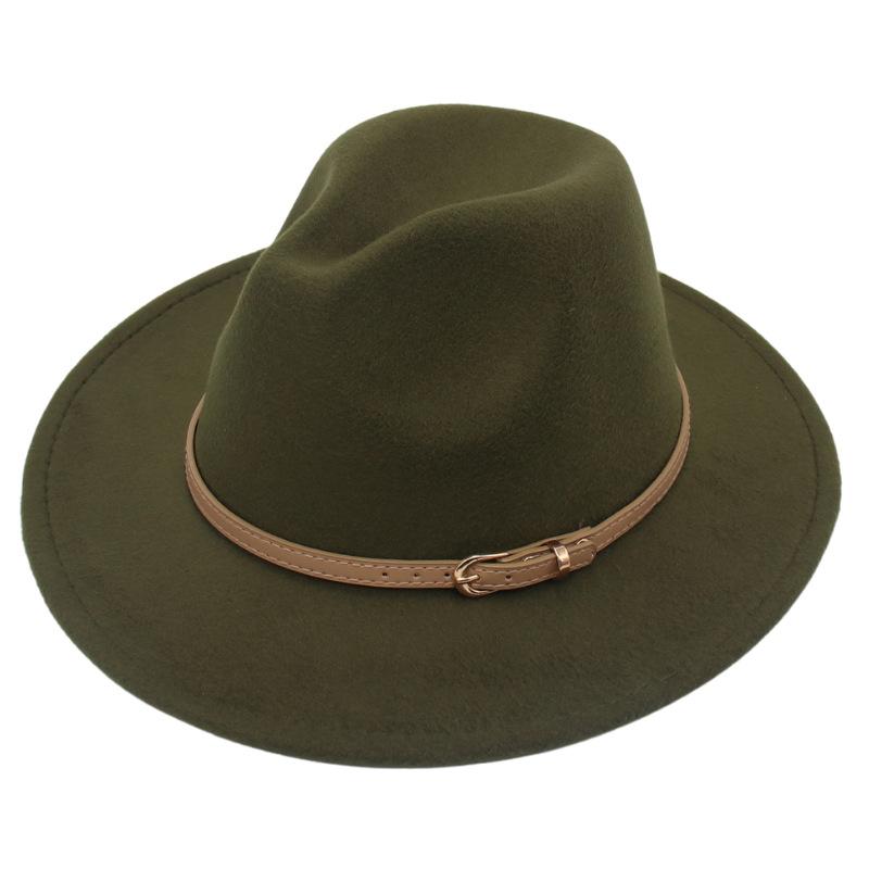 Fedora Spring And Summer Small Belt Felt Hat Percussion Performance Jazz Hat Woolen Top Hat Big Eaves Hat