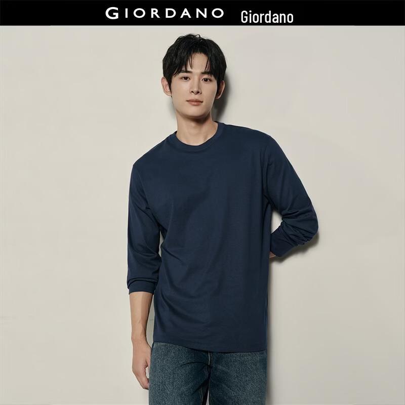 Giordano Men s K-Style Pure Cotton Crew Neck Long Sleeve T-Shirt XL