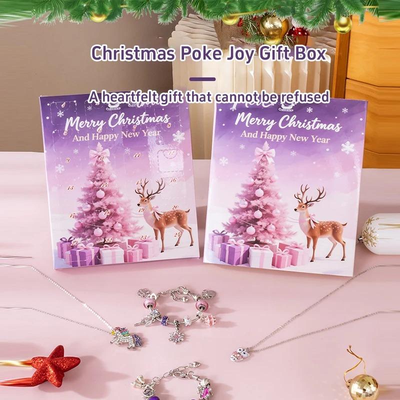 DIY Jewelry Advent Calendar – 24-Day Christmas Countdown Bracelet Making Kit with Alloy Charms, Holiday Gift Box