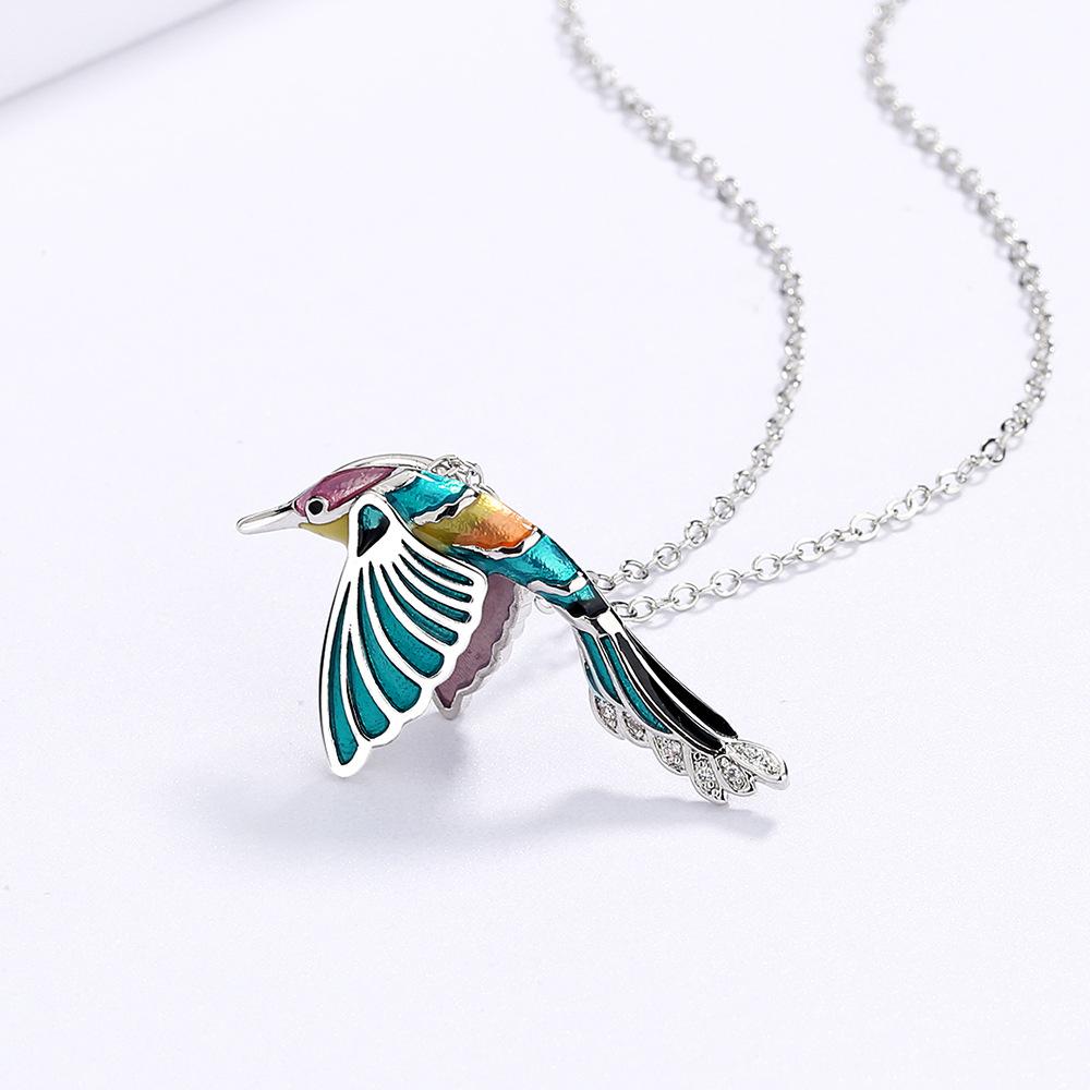 Ciondolo Colibrì Personalizzato e Creativo, Elementi Animali Colorati in Resina Epossidica, Collana Pastorale con Uccello da Donna