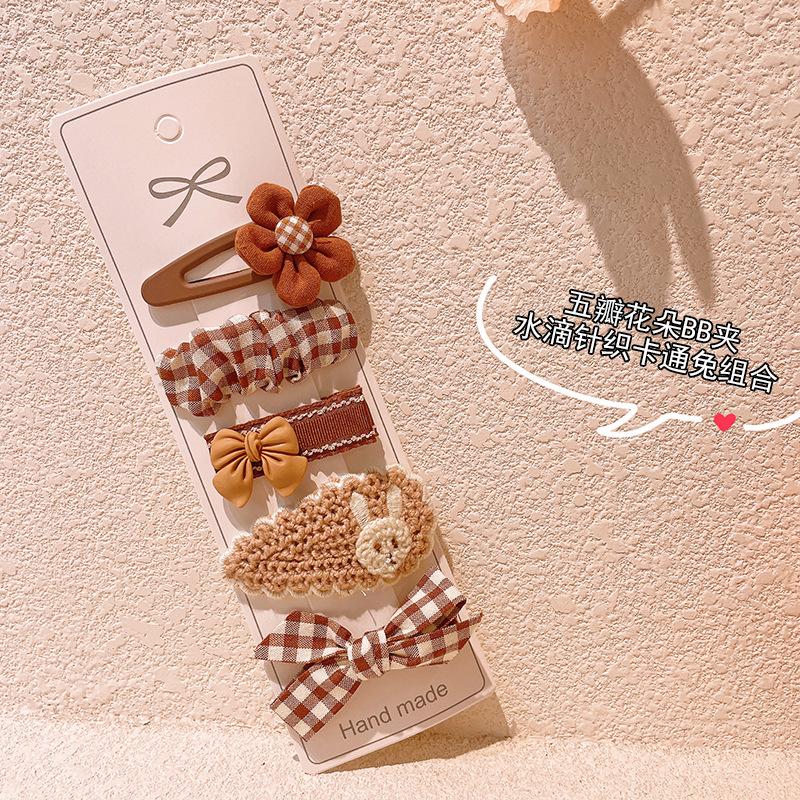 New Cute Coffee Cartoon Bow Princess Hairpins Set Women Girls Kids Hair Clips Barrettes Accessories Hairclip Headwear Headdress
