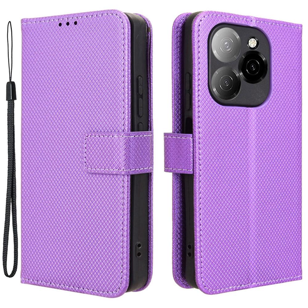 For TECNO Spark 20 Pro 5G/KJ8 Phone Stand Case Diamond Texture PU Leather Cover Wallet