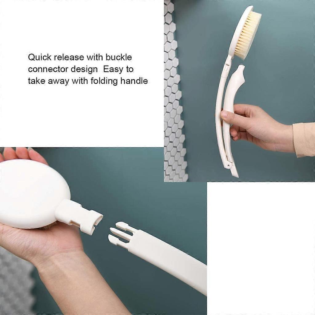 3 in 1 Bath Brush Foldable Long Handle for Shower Exfoliating Dry Skin Brushing