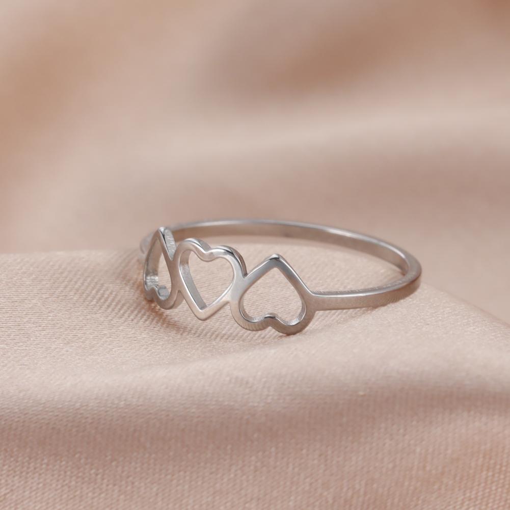 Skyrim Stainless Steel Women's Ring Simple Heart Butterfly Moon Phase Geometric Finger Rings Wedding Gift for Lover Wholesale