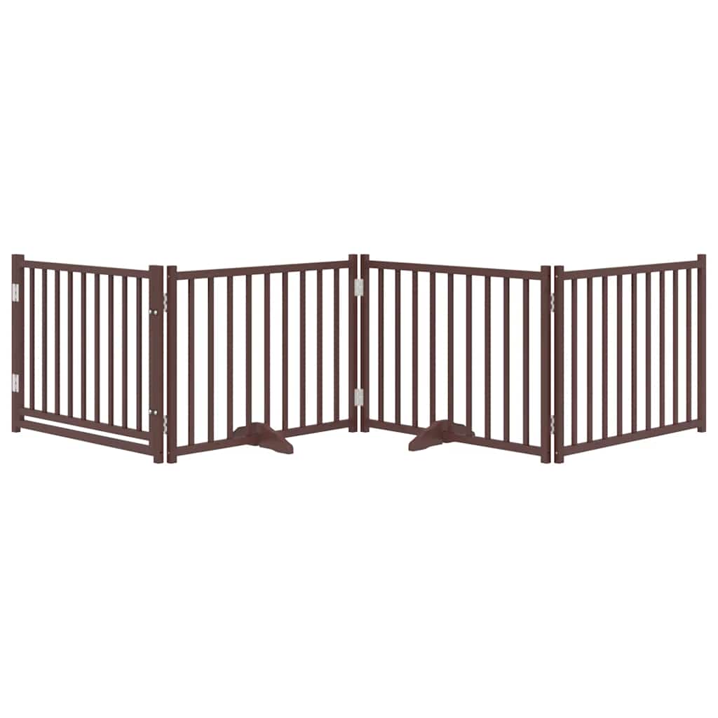 Vidaxl Składana Bramka Dla Psa, Z Drzwiami, 4 Panele, Brązowa, 320 Cm