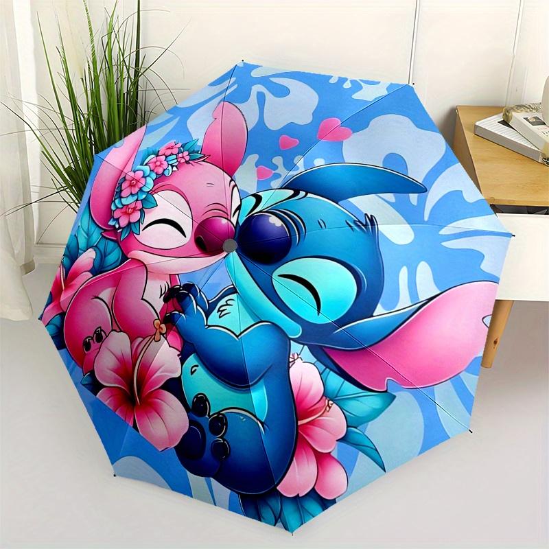 

Stitch,Lilo Automatic Folding Umbrella Simple 8 Rib Design, Bright Cartoon Pattern, Durable Iron Frame, Suitable For Travel, Outdoor, Beac