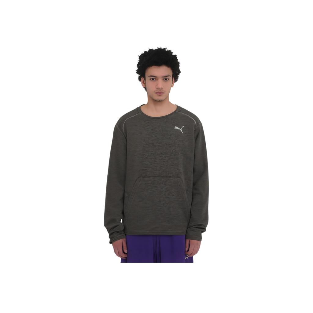 PUMA 4 Symbols Cloudspun Crew Neck Sweatshirt With Kangaroo Pocket And Brand Logo Print Men Sweatshirt Black Grey 522686-01