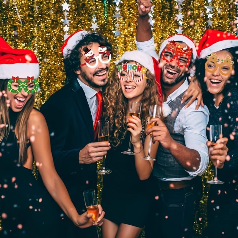 12-Pack Christmas Party Glasses Props - Festive Santa, Snowflake, and Reindeer Designs for Adults & Teens, Paper Eyewear for Hol