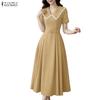 Women Elegant Doll Collar Summer Casual Short Sleeve Dress