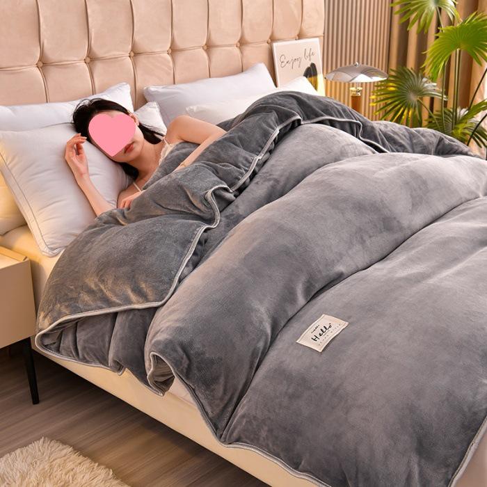 2026 Solid Color Thickened Milk Velvet Flannel Duvet Cover