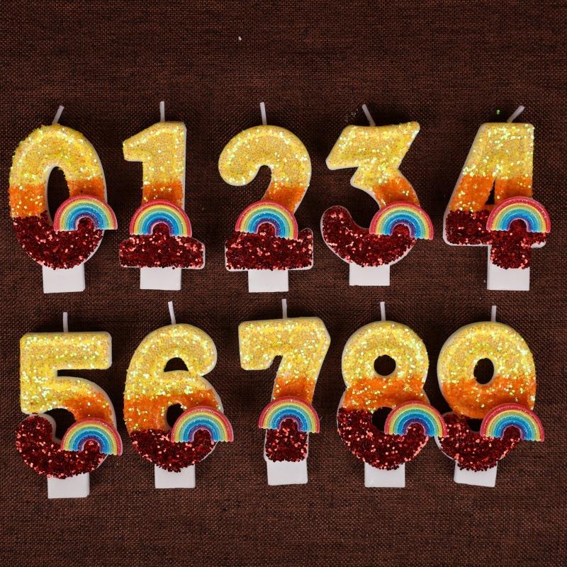 Hope Rainbow Numbers Birthday Candle Cake Party Decoration Birthday Handmade Candles 0-9