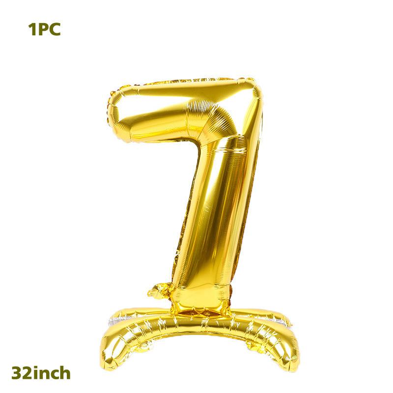 32 Inch Gold 3D Number Standing Aluminum Foil with Base for Birthday Party Decorations