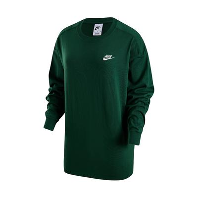 Letter Logo Print Loose Fit Long Sleeve Round Neck T-Shirt with Drop Shoulder Women Tops Canyon-Green HJ0838-341