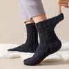 1 Pair Men Winter Socks Mid-tube Coral Fleece Thickened Warm Soft Elastic Anti-slip No Odor Sweat Absorption Solid Color Sports Socks