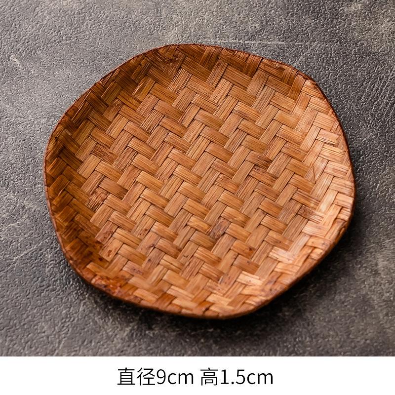Handmade bamboo cup holder, lacquer rattan coaster, pot bearing heat insulation mat, new Chinese Zen kung fu, tea ceremony tea set accessories